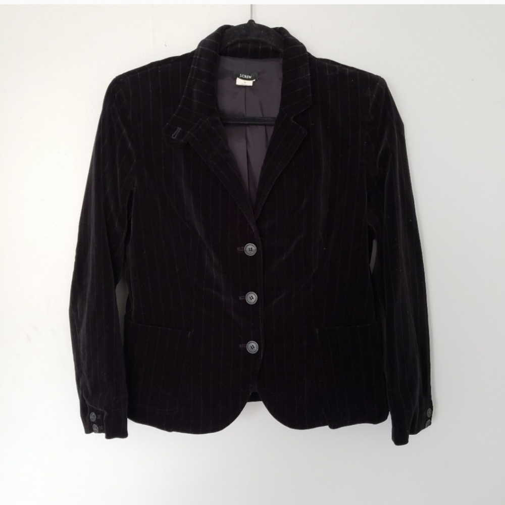 J crew black velvet pinstripe blazer